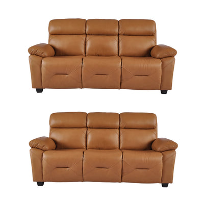 Rivello Genuine Leather Caramel 3+3 Seater Sofa Set