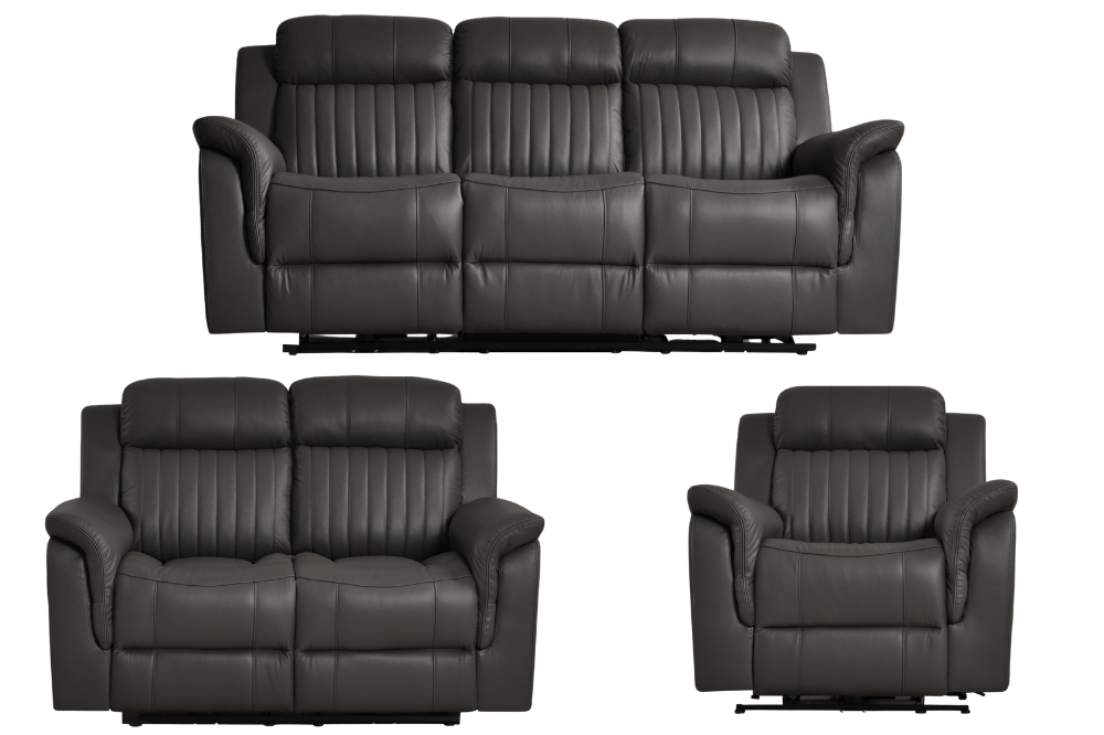 Cidliano Genuine Leather Grey Electric Power Recliner 3+2+1 Seater Sofa Set - Furniture Instore