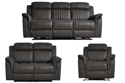 Cidliano Genuine Leather Grey Electric Power Recliner 3+2+1 Seater Sofa Set - Furniture Instore