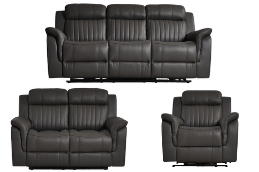 Cidliano Genuine Leather Grey Electric Power Recliner 3+2+1 Seater Sofa Set