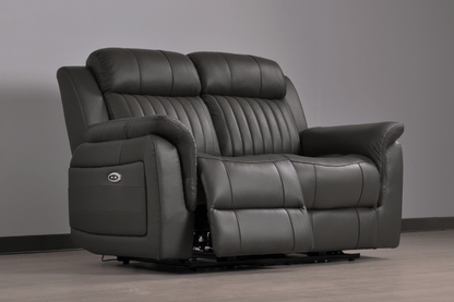 Cidliano Genuine Leather Grey Electric Power Recliner 2+1 Seater Sofa Set - Furniture Instore