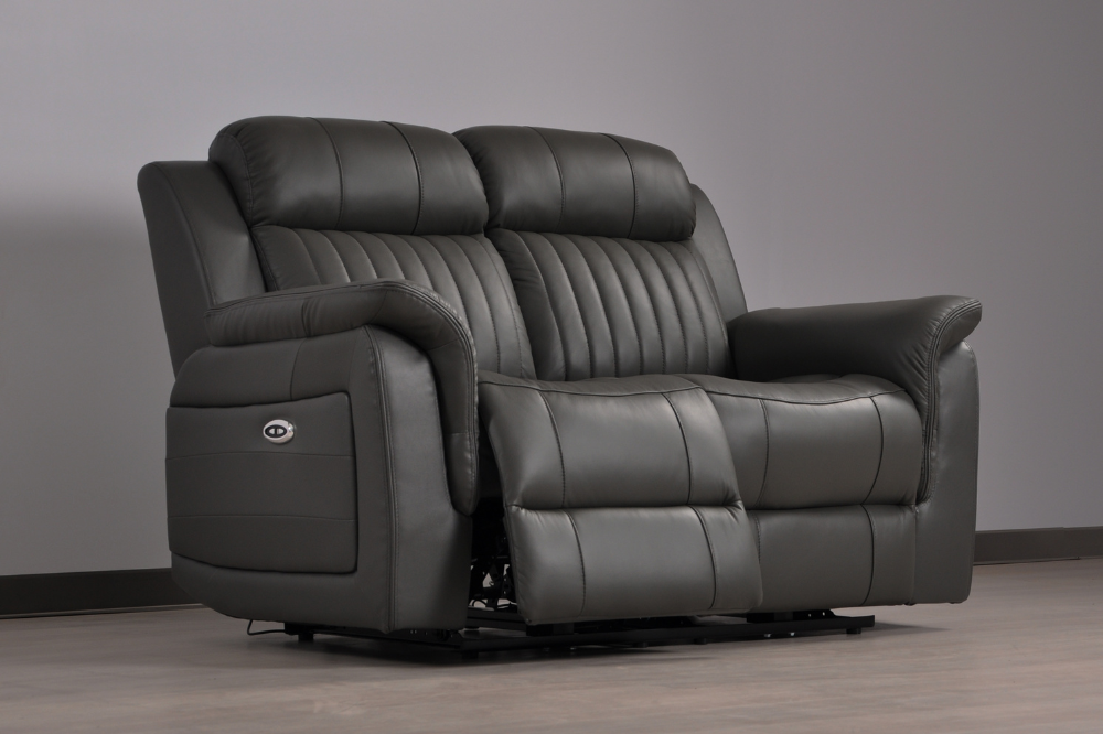 Cidliano Genuine Leather Grey Electric Power Recliner 2+2 Seater Sofa Set