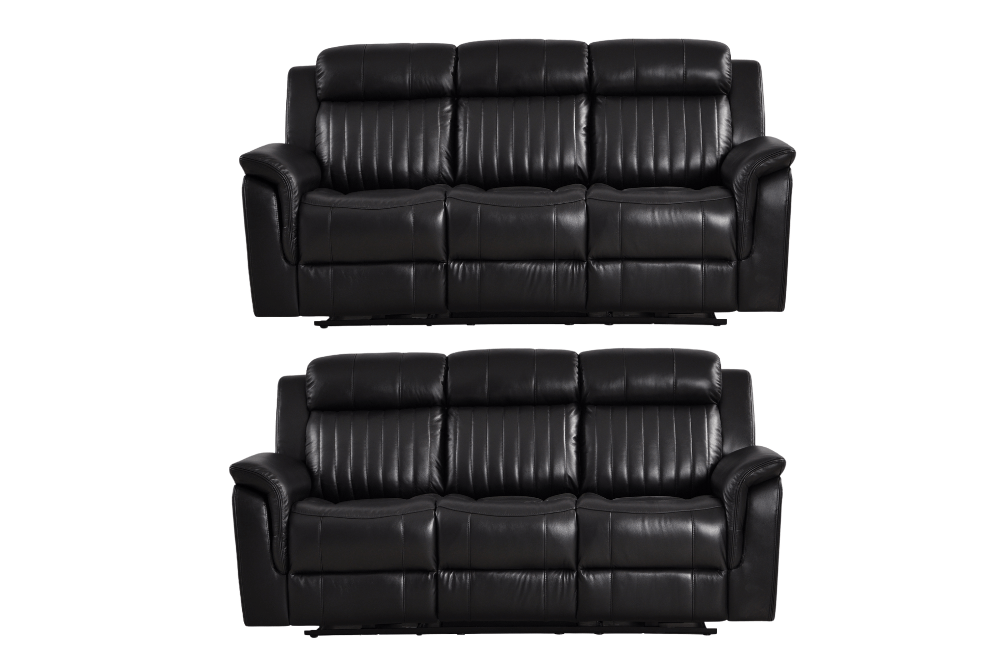 Cidliano Genuine Leather Black Electric Power Recliner 3+3 Seater Sofa Set - Furniture Instore
