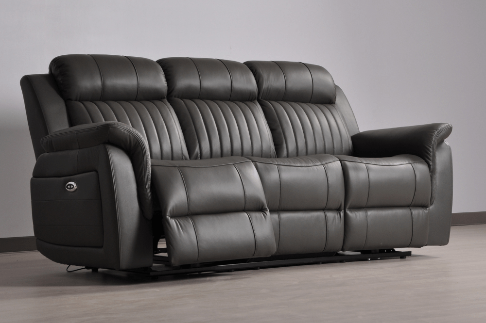 Cidliano Genuine Leather Grey Electric Power Recliner 3+2 Seater Sofa Set - Furniture Instore