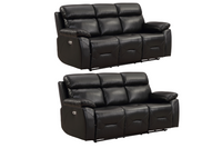 Renato Genuine Leather Black Electric Power Recliner 3+3 Seater Sofa Set