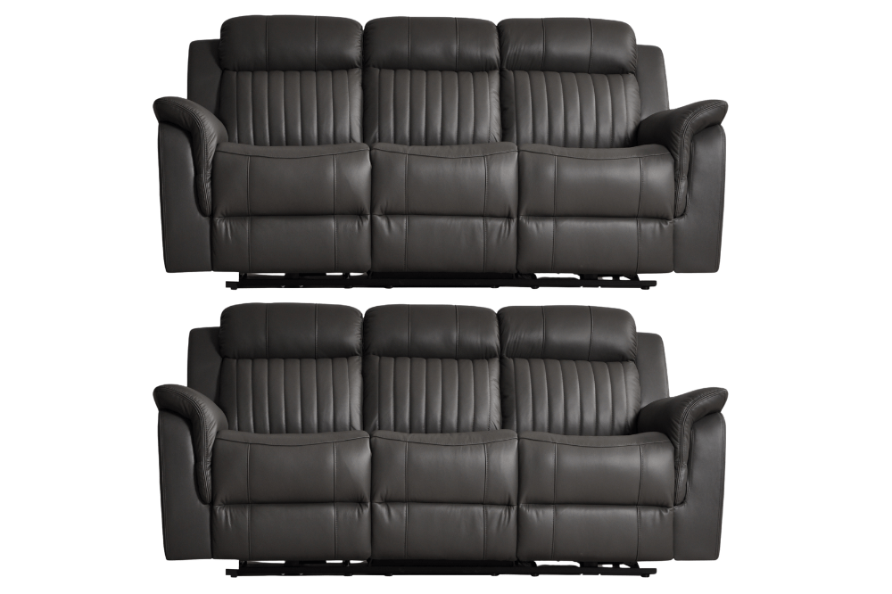 Cidliano Genuine Leather Grey Electric Power Recliner 3+3 Seater Sofa Set - Furniture Instore