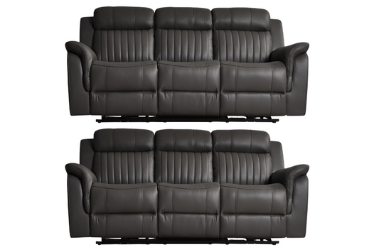 Cidliano Genuine Leather Grey Electric Power Recliner 3+3 Seater Sofa Set