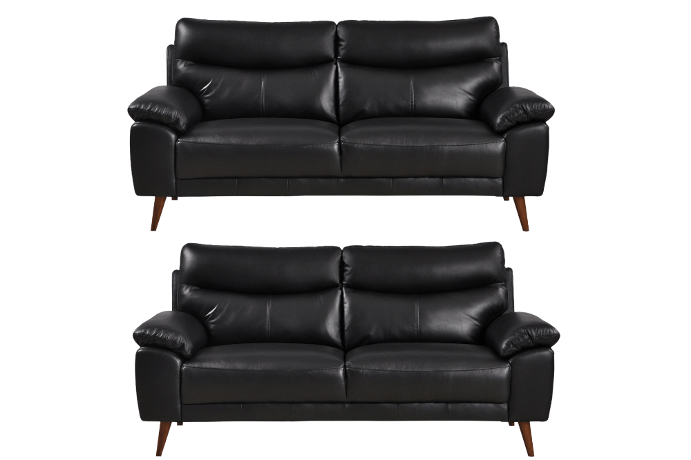Vantage Genuine Leather Black 3+3 Seater Sofa Set - Furniture Instore