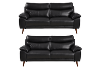 Vantage Genuine Leather Black 3+3 Seater Sofa Set