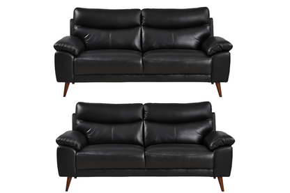 Vantage Genuine Leather Black 3+3 Seater Sofa Set - Furniture Instore