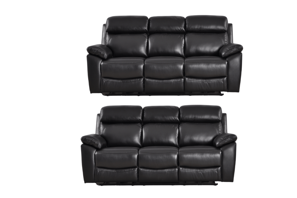 Dandrea Genuine Leather Black Electric Power Recliner 3+3 Seater Sofa Set - Furniture Instore