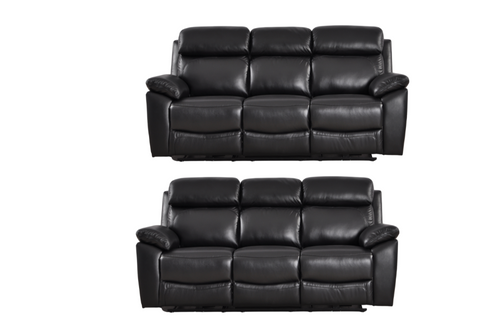 Dandrea Genuine Leather Black Electric Power Recliner 3+3 Seater  Sofa Set