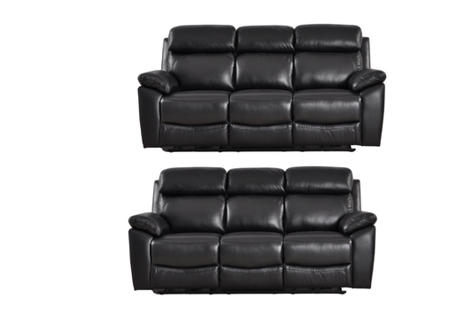 Dandrea Genuine Leather Black Electric Power Recliner 3+3 Seater  Sofa Set