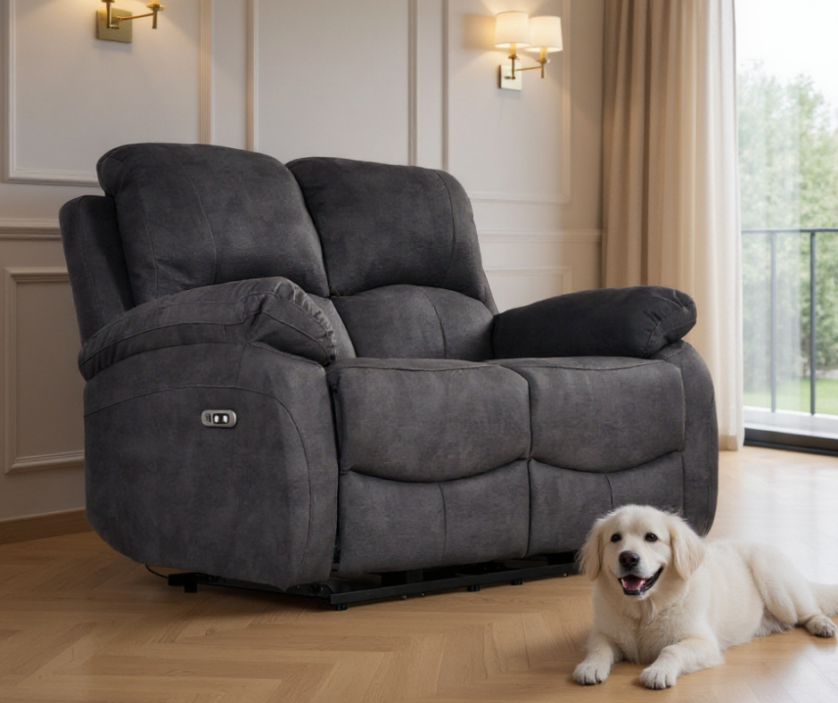 Roma Grey Fabric Electric Recliner 2+2 Seater Sofa Set