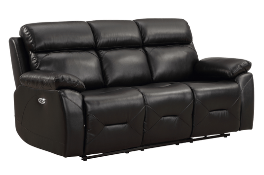 Renato Genuine Leather Black Electric Power Recliner 3+2 Seater Sofa Set - Furniture Instore