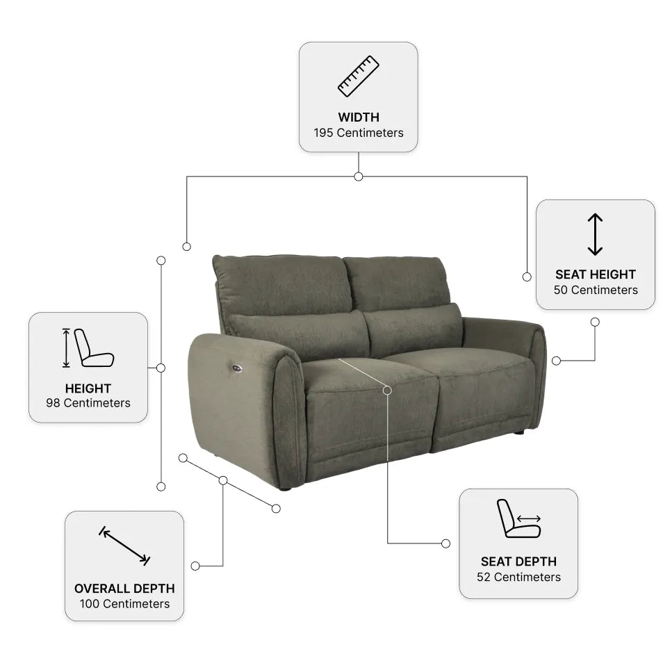 Carlisle Fabric Moss Green 3+2 Seater Sofa Set — dimensions