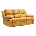 Valencia Mustard Leather Manual Recliner 3 Seater Recliner Sofa