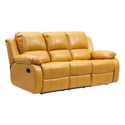 Valencia Mustard Leather Manual Recliner 3 Seater Recliner
