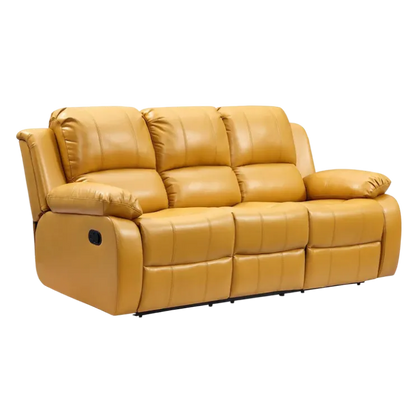 Valencia Mustard Leather Manual Recliner 3 Seater Recliner - Furniture Instore