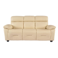 Rivello Genuine Leather Cream 3 Seater Sofa
