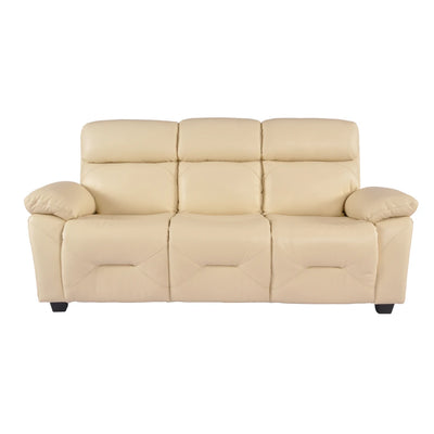 Rivello Genuine Leather Cream 3 Seater Sofa