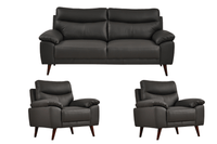 Vantage Genuine Leather Grey 3+1+1 Seater Sofa Set