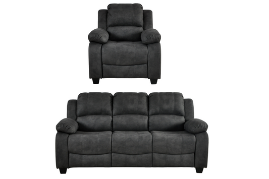 Valerie Charcoal Fabric 3+1 Seater Sofa Set