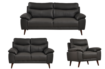 Vantage Genuine Leather Grey 3+2+1 Seater Sofa Set