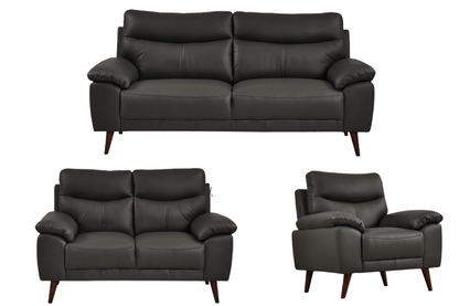 Vantage Genuine Leather Grey 3+2+1 Seater Sofa Set - Furniture Instore