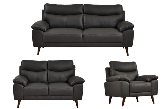 Vantage Genuine Leather Grey 3+2+1 Seater Sofa Set
