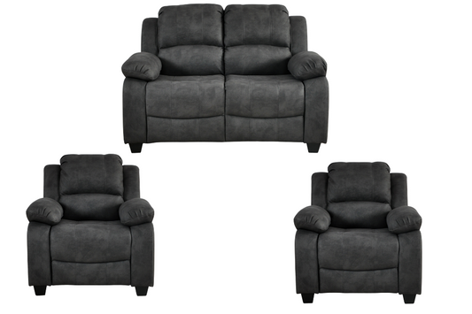 Valerie Charcoal Fabric 2+1+1 Seater Sofa Set