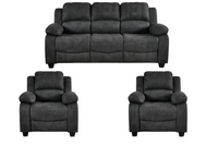 Valerie Charcoal Fabric 3+1+1 Seater Sofa Set