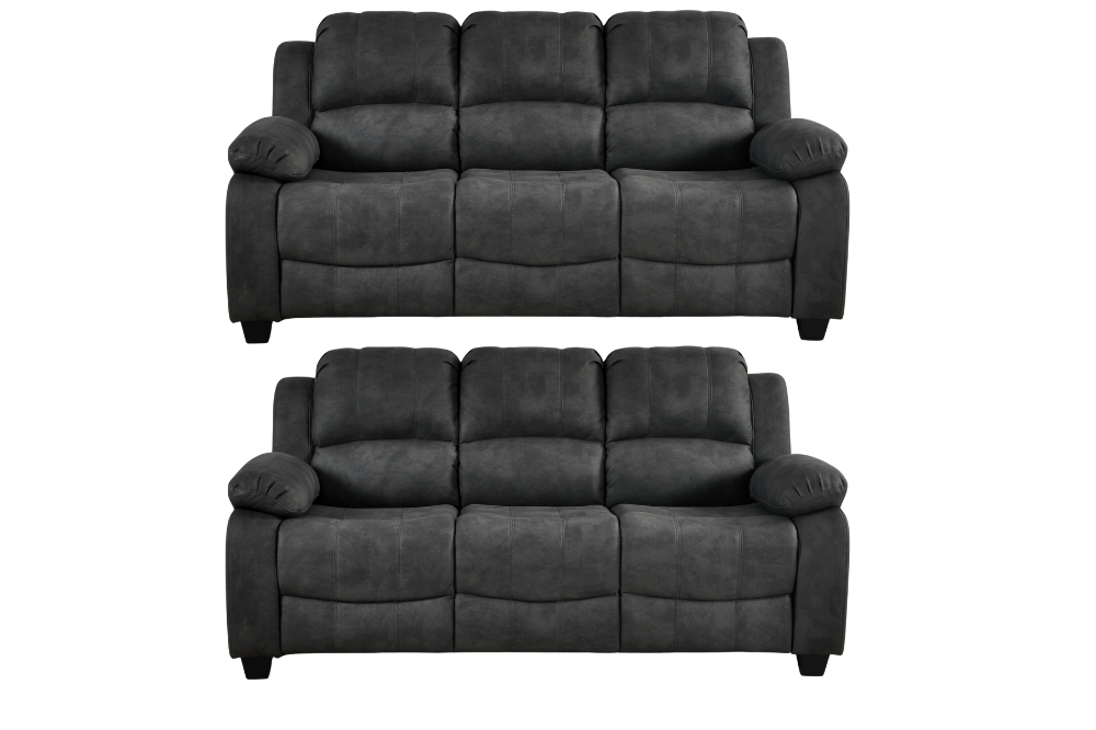Valerie Charcoal Fabric 3+3 Seater Sofa Set