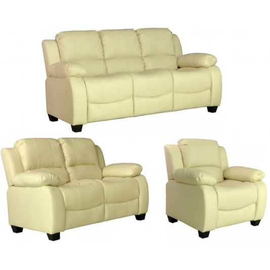 Valerie Cream Leather Modern 3+2+1 Seater Sofa Set