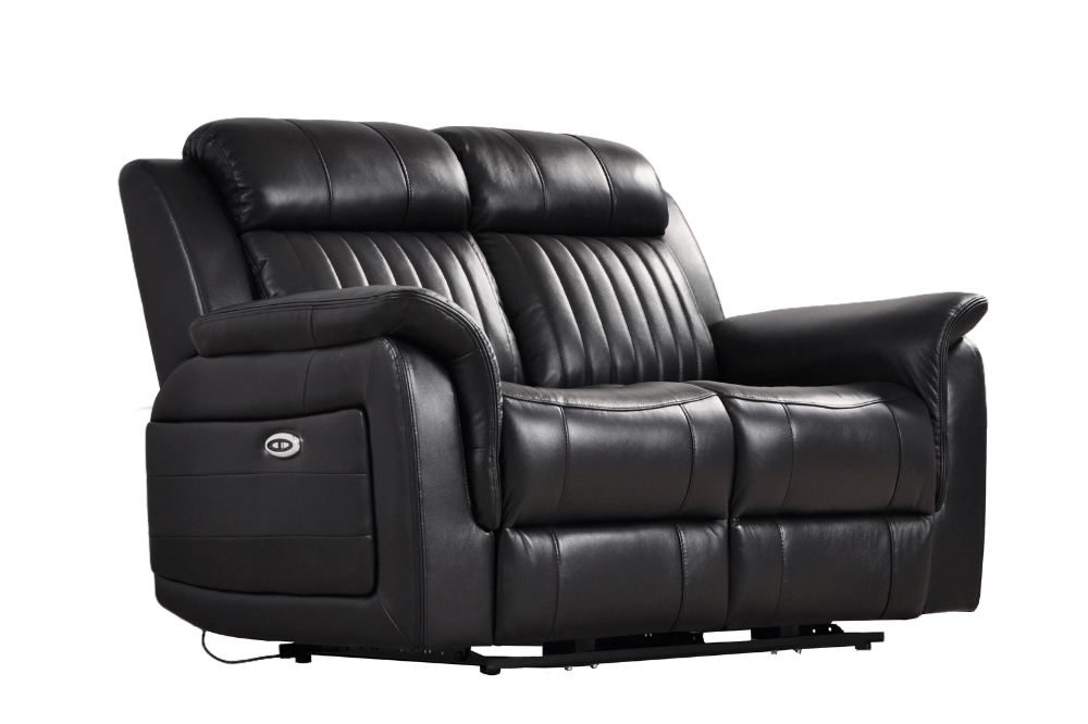 Cidliano Genuine Leather Black Electric Power Recliner 2+1 Seater Sofa Set - Furniture Instore