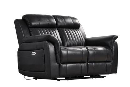 Cidliano Genuine Leather Black Electric Power Recliner 2+1 Seater Sofa Set - Furniture Instore