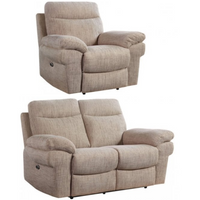 Tanya Beige Fabric Electric Recliner 2+1 Seater Sofa Set