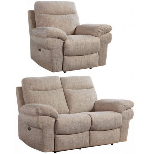 Tanya Beige Fabric Electric Recliner 2+1 Seater Sofa Set