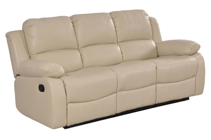 Valencia Cream Leather Manual Recliner 3+1+1 Seater Sofa Set