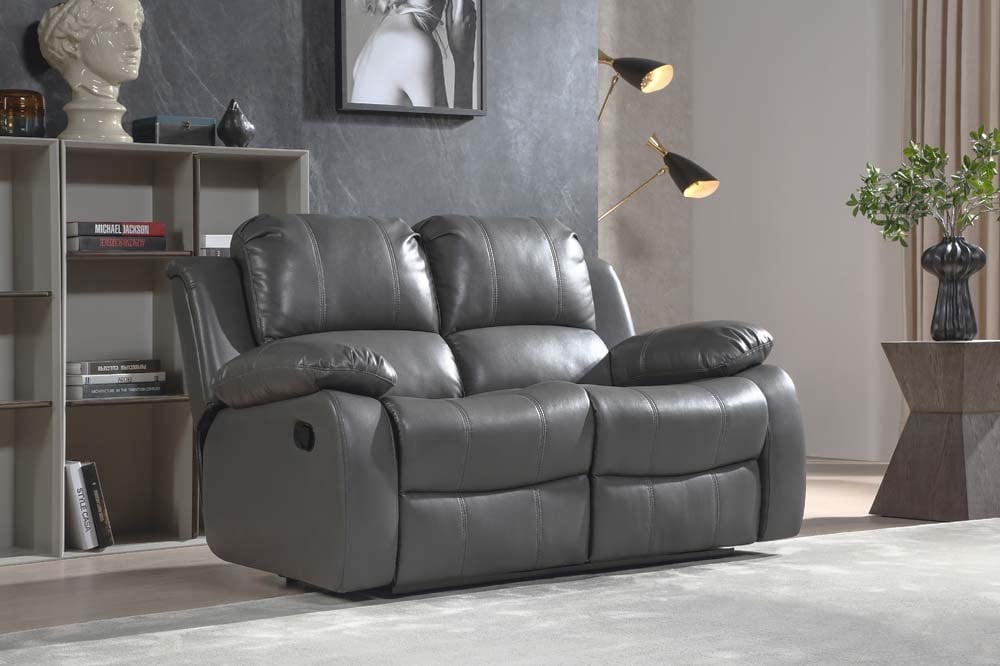 Valencia Grey Leather Manual Recliner 2+2 Seater Sofa Set