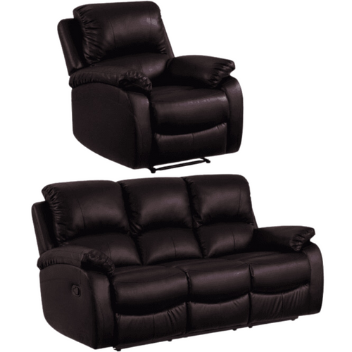 Roma Brown Leather Manual Recliner 3+1 Seater Sofa Set