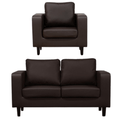 Box Brown Leather 2+1 Seater Sofa Set