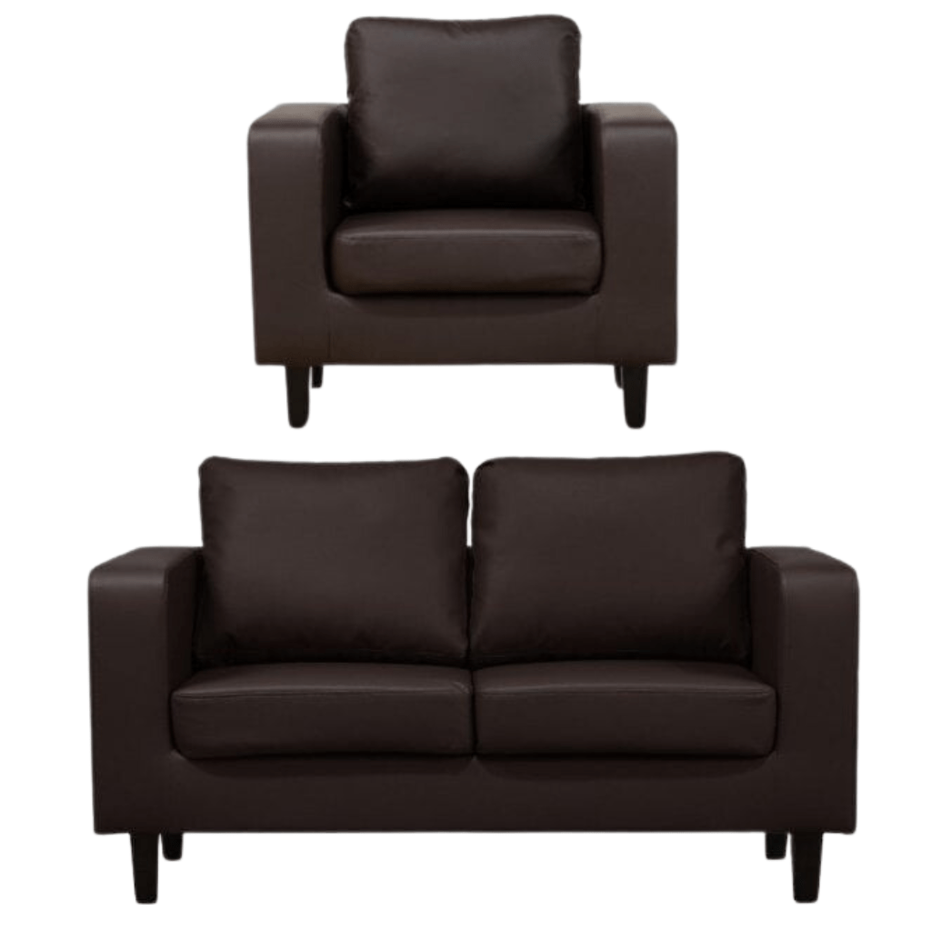 Box Brown Leather 2+1 Seater Sofa Set - Furniture Instore