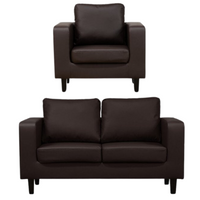 Box Brown Leather 2+1 Seater Sofa Set
