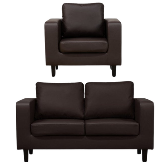 Box Brown Leather 2+1 Seater Sofa Set