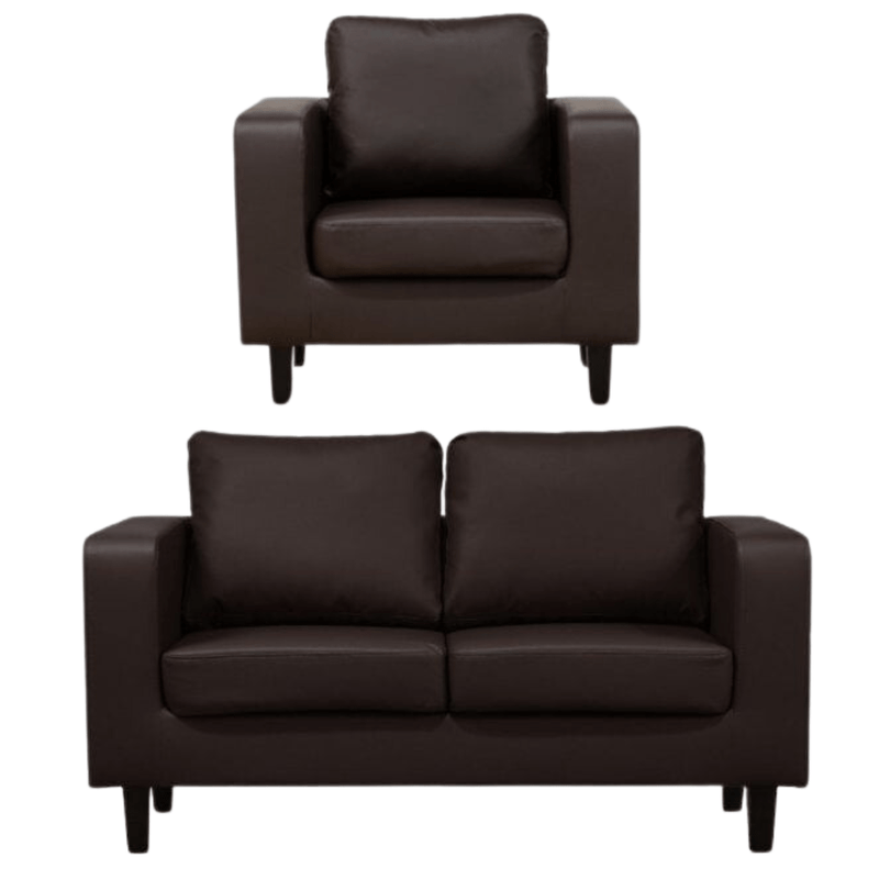 Box Brown Leather 2+1 Seater Sofa Set - Furniture Instore