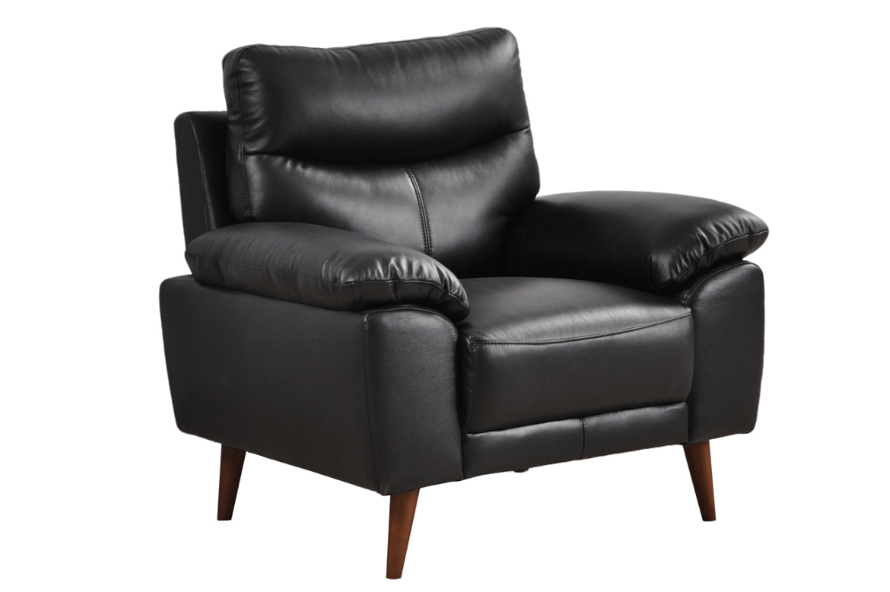 Vantage Genuine Leather Black 3+1+1 Seater Sofa Set - Furniture Instore
