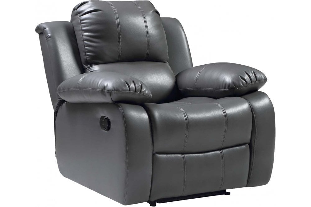 Valencia Grey Leather Manual Recliner 3+1+1 Seater Sofa Set