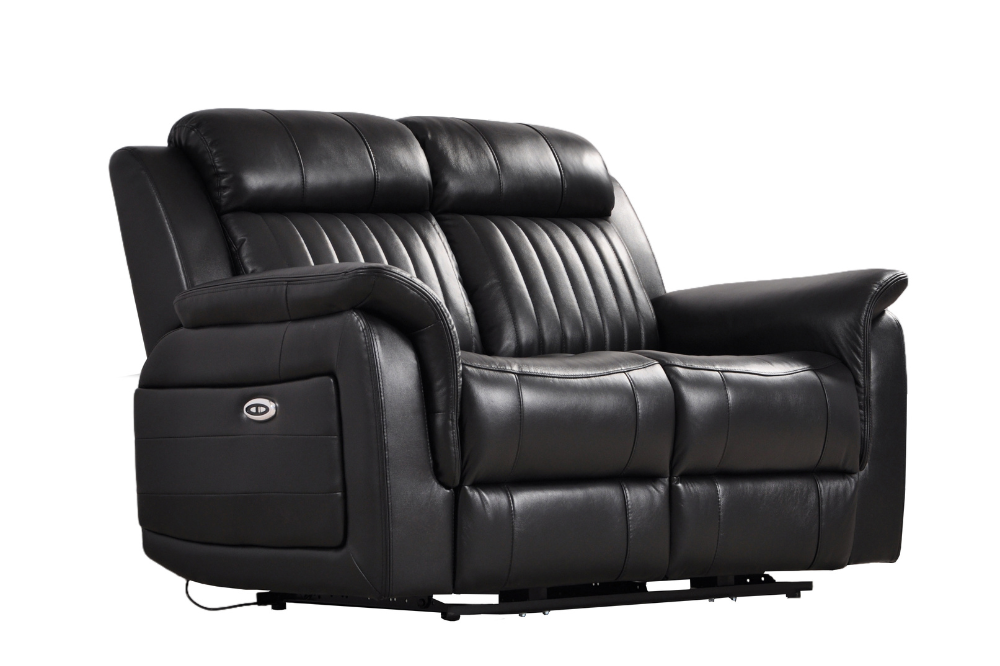 Cidliano Genuine Leather Black Electric Power Recliner 2+2 Seater Sofa  Set