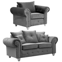 Olympia Grey Fabric Velvet 2+1 Seater Sofa Set